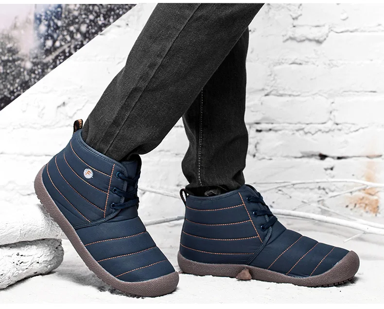 Размер 36-48, водонепроницаемые женские зимние ботинки унисекс мужская повседневная обувь на плоской нескользящей подошве с теплым мехом внутри