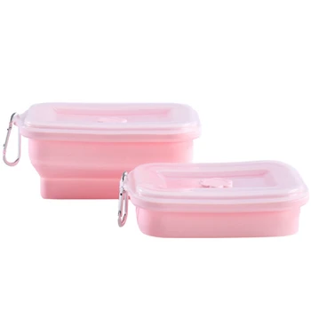 

800ML/1000ML Portable Lunch Box Silicone Folding Lunchbox Bento Box with Sealing Plug for - 40 to 230 Centigrade, 2PCS