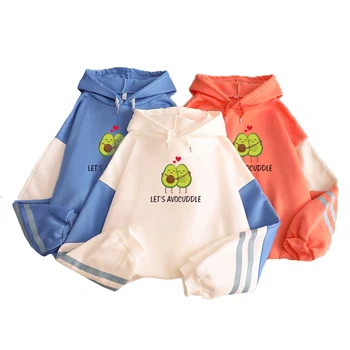 

Kpop Couple Hoodie Loose Women Hoodies Hot Harajuku Contrast Color Sweatshirt Female Let_s Avocuddle Cute Vegetarian Avocado