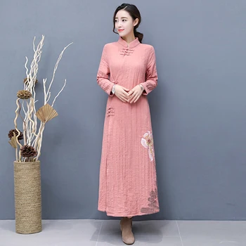 

2020 long sleeve oriental style dresses chinese bride vintage traditional wedding cheongsam dress long qipao plus