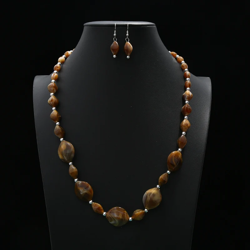 Акриловое ожерелье из бисера серьги ювелирный набор Модный богемный зимний длинный свитер ожерелье для женщин вечерние подарки на свадьбу
