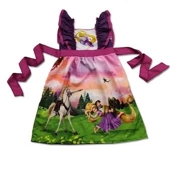 

girls' clothes with cute prints pearl sleeve children dresses woven frock design