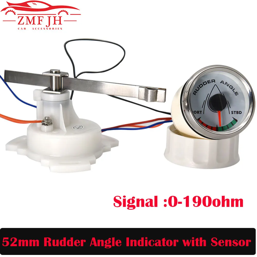 52mm Boat Marine Rudder Angle Indicator 0-190 ohm With Rudder Angle Sensor 8 color backlight 12V/24V Waterproof
