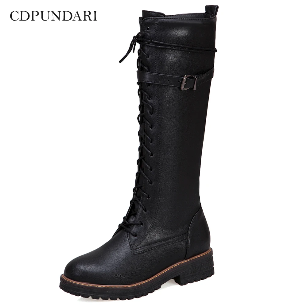 CDPUNDARI/Сапоги до колена; женские сапоги на платформе; женская зимняя обувь; женские армейские сапоги