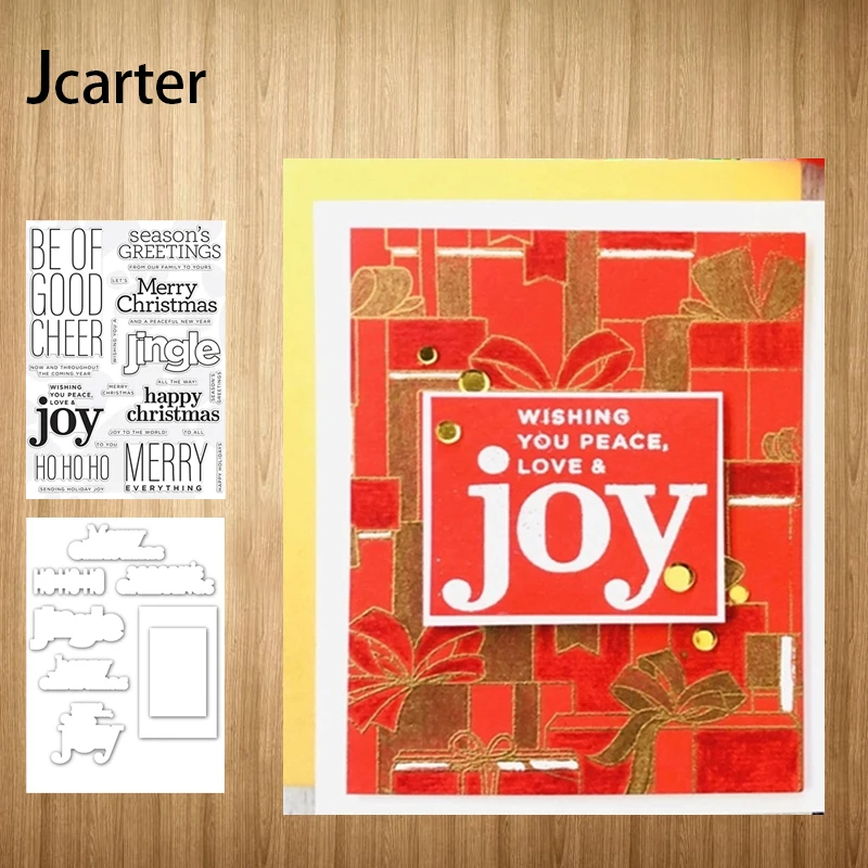 

Metal Cutting Dies and Stamps Joy Phrase Letters Christmas Scrapbooking Craft Stencil DIY Album Paper Make Template Decor Model