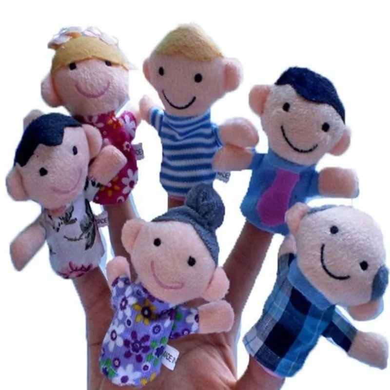 6 шт./лот Семья Стиль бархат палец марионетка игра узнать детские игрушки