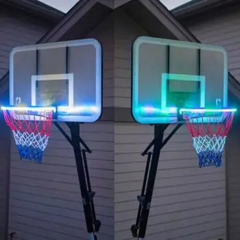 

LED Basket Hoop Solar Light Basketball Hoop Sensor-Activated LED Solar Strip Light-8 Flash Modes Hoops At Night