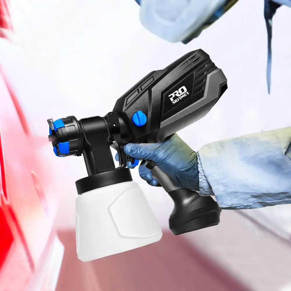 

PROSTORMER 600W Spray Gun HVLP Electric High Power Home 4 Nozzle Sizes Flow Control Electric Paint Sprayer 1000ml Capacity