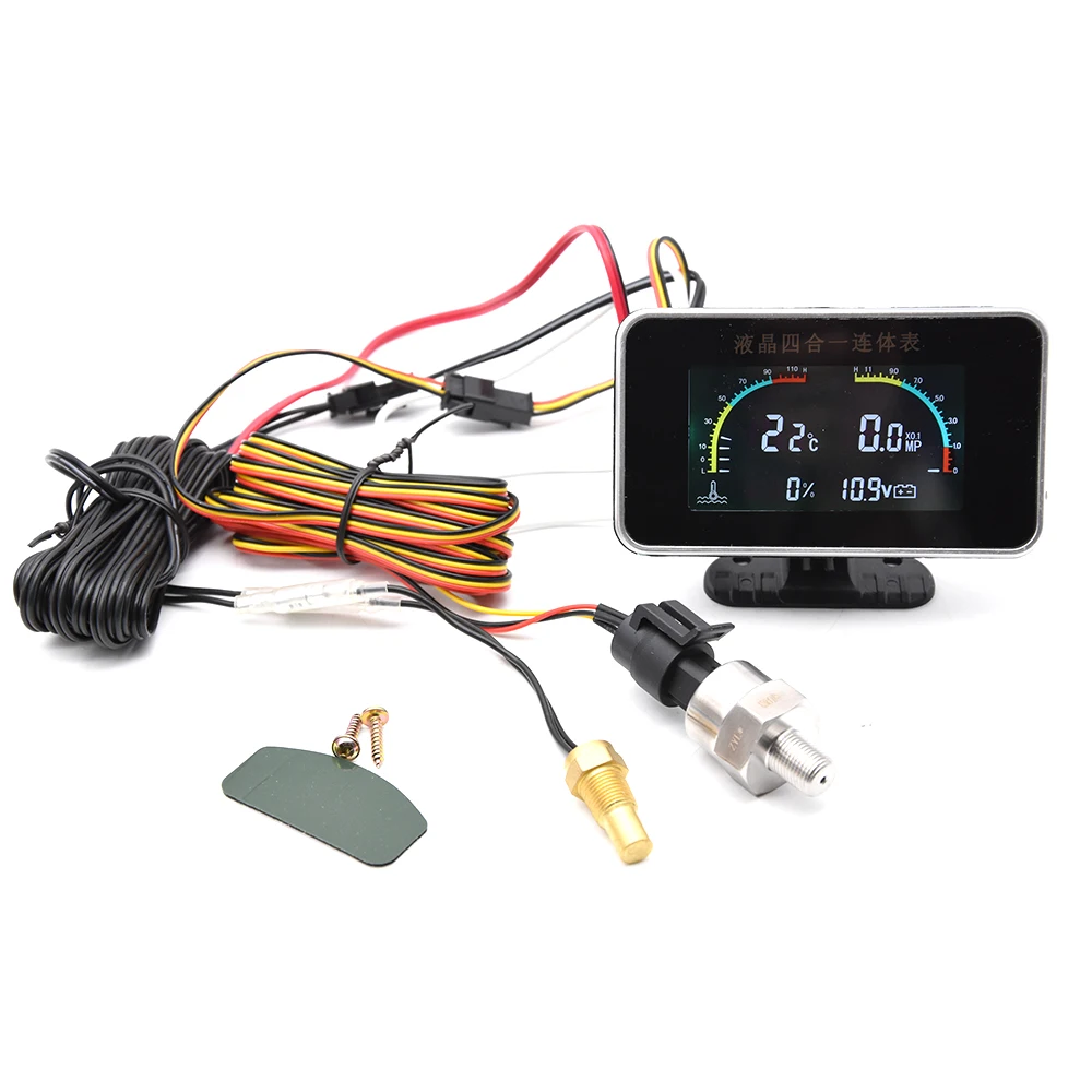 4 в 1 ЖК дисплей Автомобильный цифровой Масляный Пресс индикатор тревоги