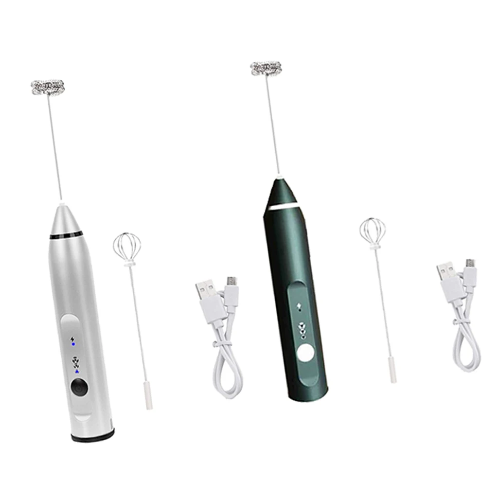 2Set(Silver &Black) Handheld Electric Milk Frother with Eggbeater Electric Foam Maker For Coffee, Lattes, Cappuccino, Hot