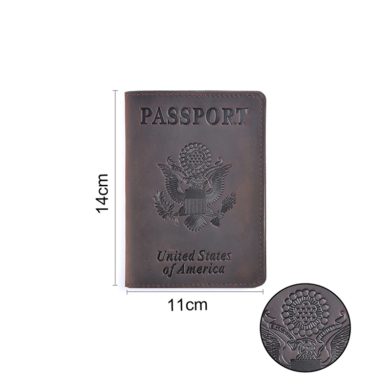 American USA Travelers Notebook Accessories 100% Crazy Horse Genuine Leather Passport Cover Retro Business Travel Passport Case 3