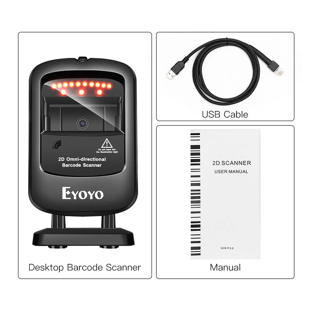 Eyoyo 2D Настольный сканер штрих кодов 1D считыватель qr Code11 автоматическое