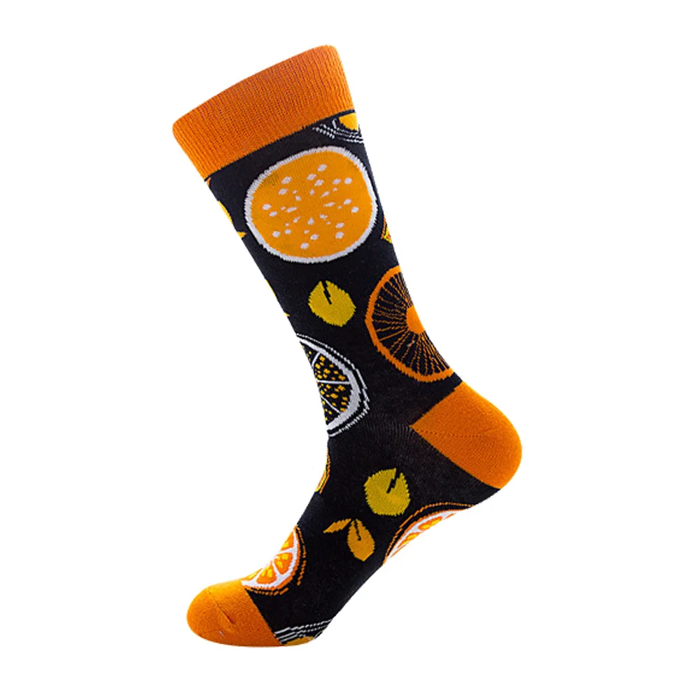 Мужские носки, Забавные милые носки для скейтборда в японском стиле Харадзюку с рисунками фруктов, оранжевого цвета, вишни, банана, клубники