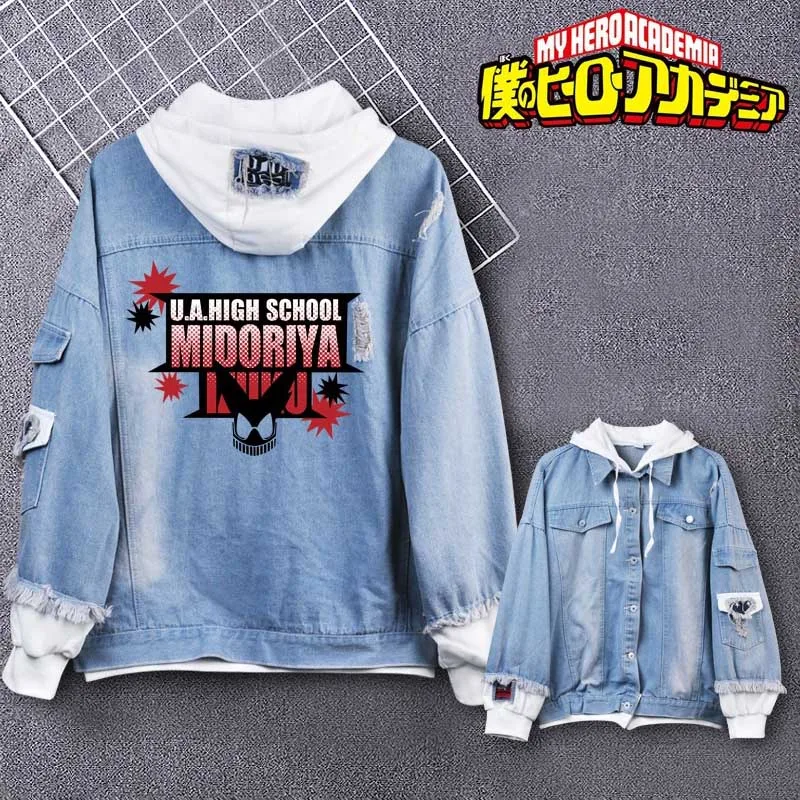 Coshome Boku No My Hero Academia Midoriya Shoto Todoroki Cosplay Hoodies Costumes Men Women Denim Jacket (11)