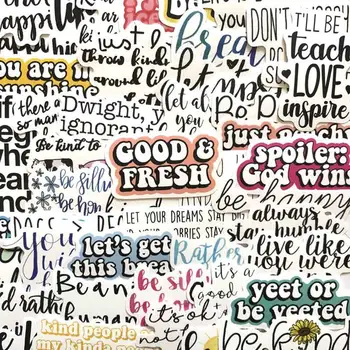 

50pcs English Letters Inspirational Quotes Cartoon Sticker For Laptop Computer Skateboard Case Helmet Toy Stickers