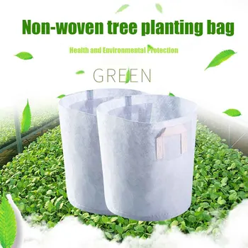 

10pcs Round With Handles Aeration Pots Root Container Free Standing Reusable Non-woven High-strength Grow Bag For Plants Nursery