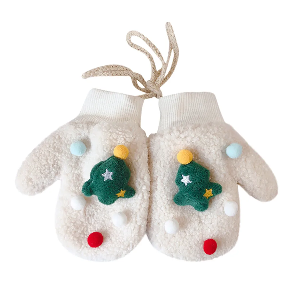 Детские плюшевые перчатки с мячом для малышей, зеленые Мультяшные теплые перчатки с длинными пальцами, Висячие на шее, перчатки для сноуборда, варежки, перчатки#4