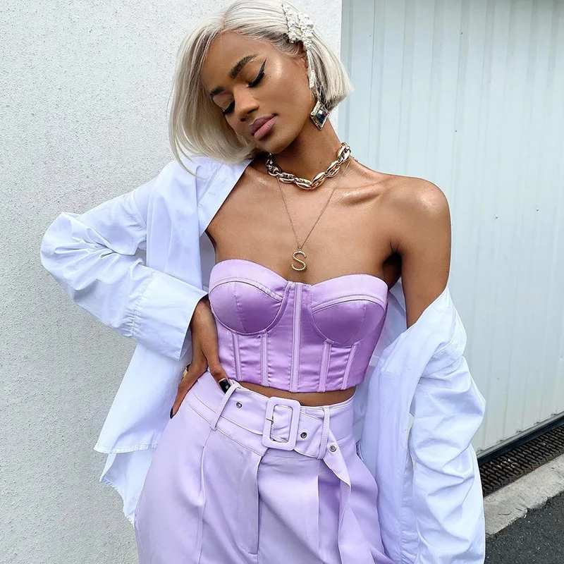 lavender bustier top