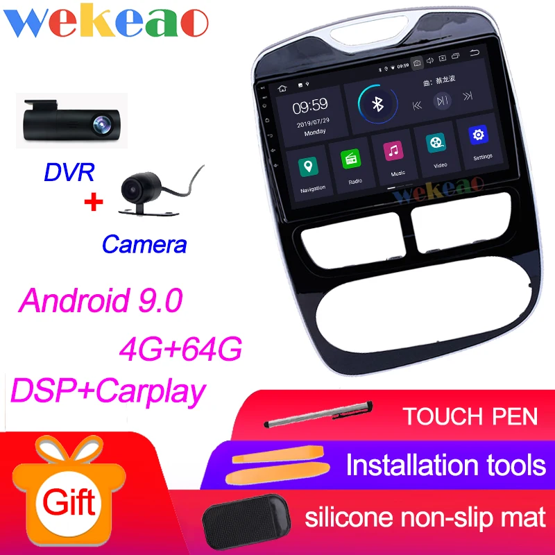 Android Car Radio Wekeao сенсорный экран 10,1 ''Android 9,0 автомобильный Dvd мультимедийный плеер для Renault Clio автомобильный Радио gps навигация 2012- wifi 4G - Цвет: Android Car Radio