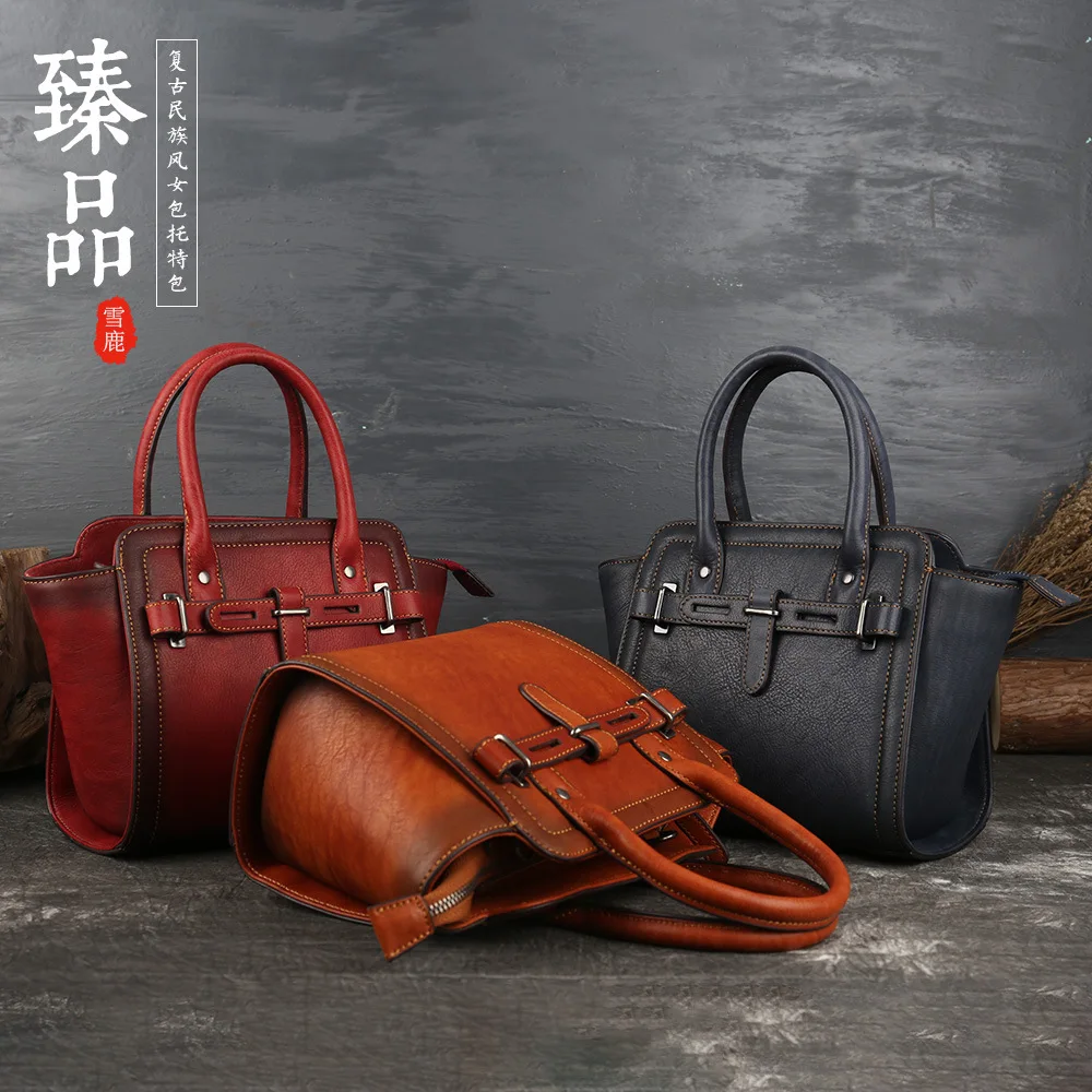 

Genuine Leather Women Totes Luxury Handbags Double Zipper Design Ladies Shoulder Bags Designer Real Cowhide Handbag Sac A Main