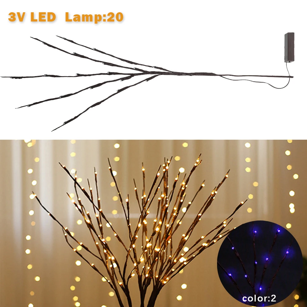 

Light Garden Floral LED Willow Branch Lamp Battery-Operated 20 Bulbs for Home Christmas Party Garden Decoration Light