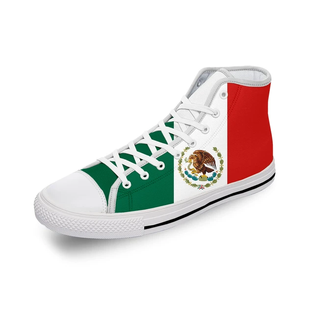 ø Pornografi omfattende Mexico Mexican Flag Patriotic Cool White Cloth Fashion 3D Print High Top  Canvas Shoes Men Women Lightweight Breathable Sneakers - AliExpress