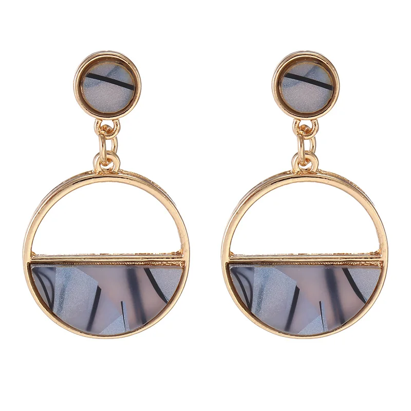 Simple Round Kroean Drop Earrings For Women Gold Black/White Enamel Statement Earrings Fashion Jewelry pendientes mujer - Окраска металла: e643hui