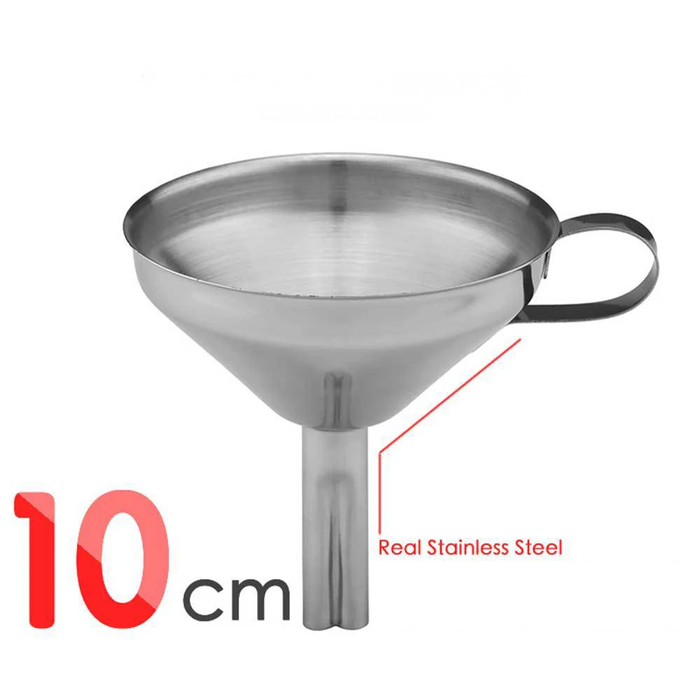 Manufacturer's direct sale Stainless Steel Mini funnel three piece liquid packager oil leakage integrated wine leakage - Цвет: 10cm