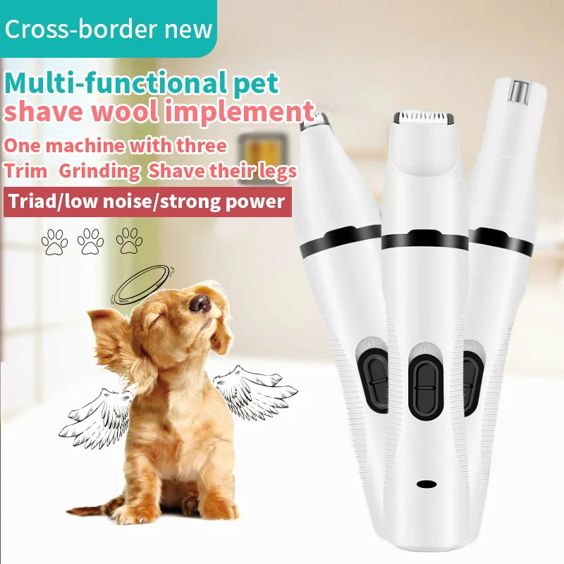 Multifunction 3 IN 1 Pet Grooming Machine Dog Cat Hair Trimmer Pets Clippers Nail Grinding & Foot Hair Trimmer USB Rechargeable pets nail clippers