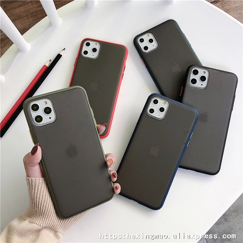 Парные противоударные простые Матовые чехлы для iphone 11 11Pro Max XR X XS Max 6 7 8 plus карамельный цвет Край чехол для телефона крышка Капа