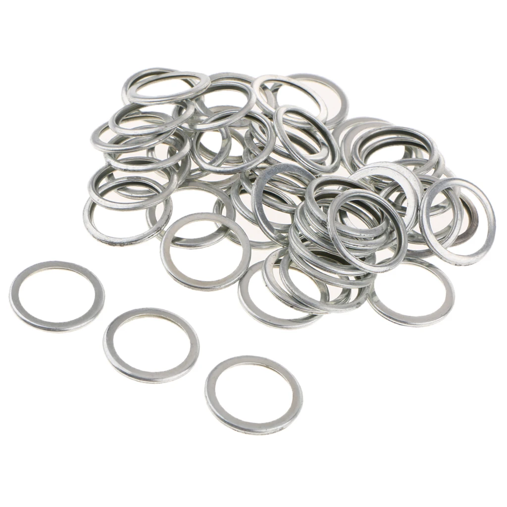 50PCS M20 Metal Auto Oil Drain Plug Washer Gaskets Rings Open Size: 20mm