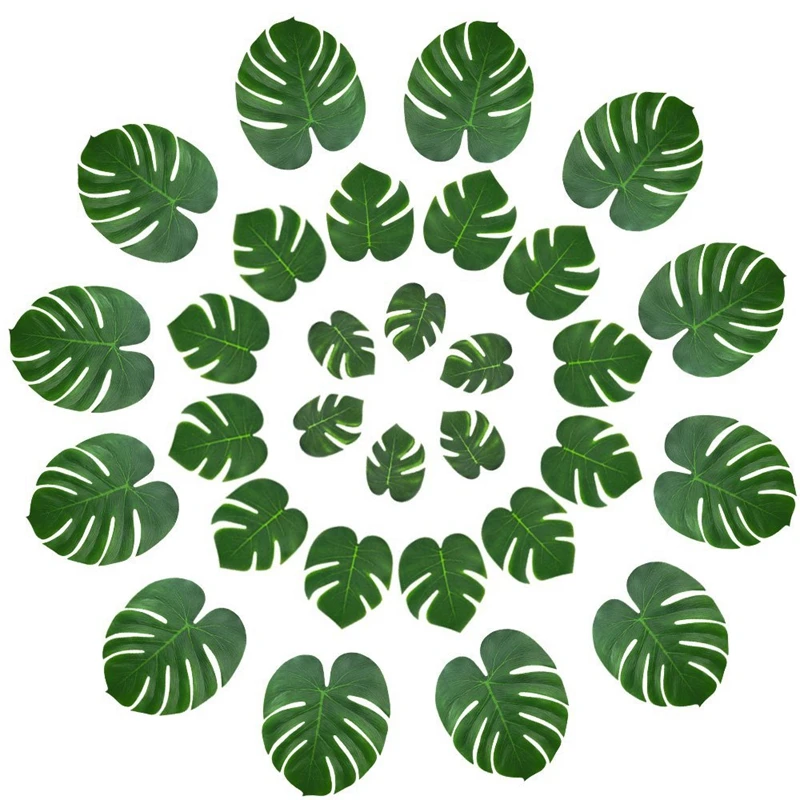 

48 Pcs Tropical Party Decor Artificial Plant Tropical Monstera Leaves Simulation Leaf for Hawaiian Luau Safari Party Jungle Beac