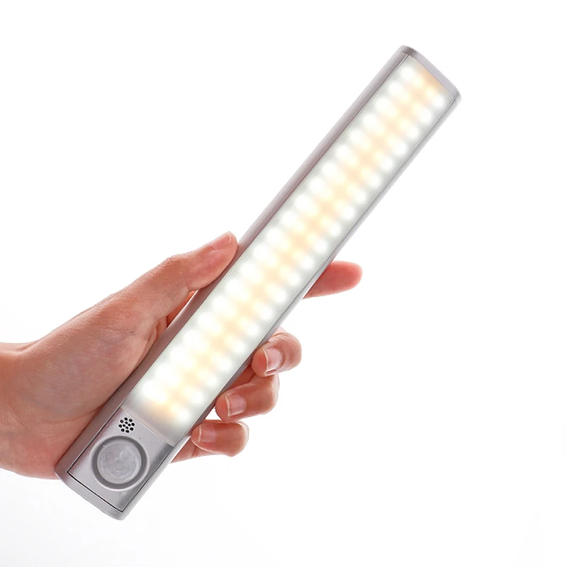 80/120/160 LED Under Cabinet Light USB Rechargeable Night Lamp PIR Motion Sensor Magnetic Long Strip Closet Lights Kitchen