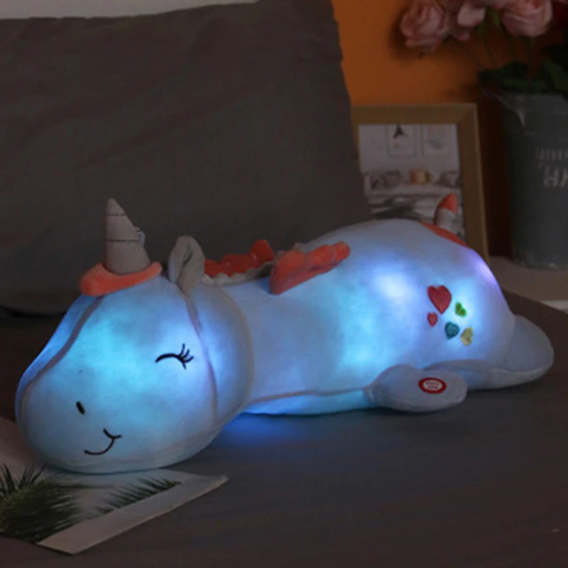 60CM Cute LED Light Unicorn Pillow Unicorn Plush Toys Lovely Luminous Animal Stuffed Dolls