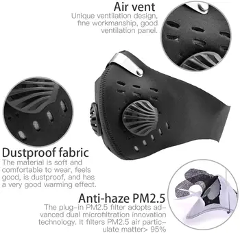 

Mask Protective Cover Mask Activated Carbon Dust-proof Cycling Face Mask Anti-Pollution Bicycle Bike Outdoor Training Mask Face