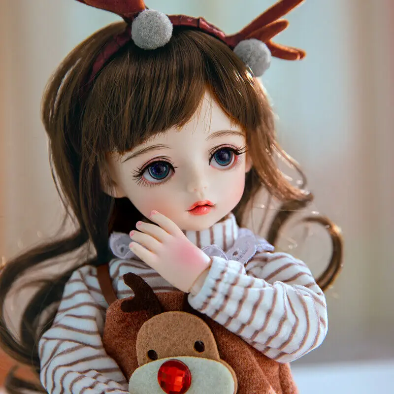 

A Full Set of 1/6 BJD Doll 30cm Mini Girl + Changeable Eyes + Wig + Costume Set Silicone Fashion Doll Movie & TV Cartoon Girls