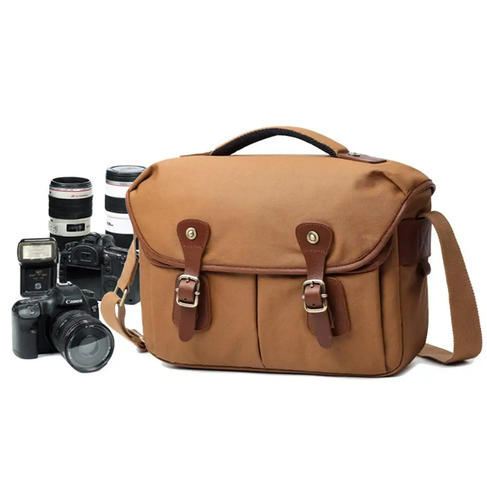

DishyKooker Men Single Shoulder Computer Bag Waterproof Canvas Bag Retro Camera Bag