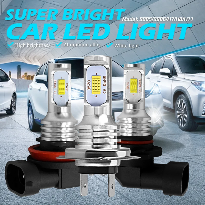 

DERI 1x 2 SMD H8/H11/h7/9005/9006 Auto LED Fog Lamp LED Bulbs Fog Light Car Driving Light Auto Accessories DRL 12V-24V DC