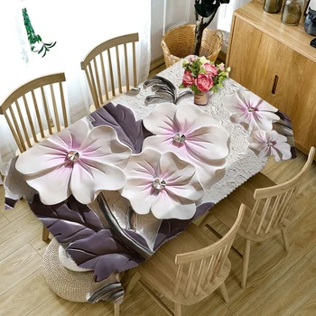 

3D Embossed Flower Tablecloth Creative Colorful Wallflower Pattern Washable Thicken Rectangular Table Cloth for Wedding