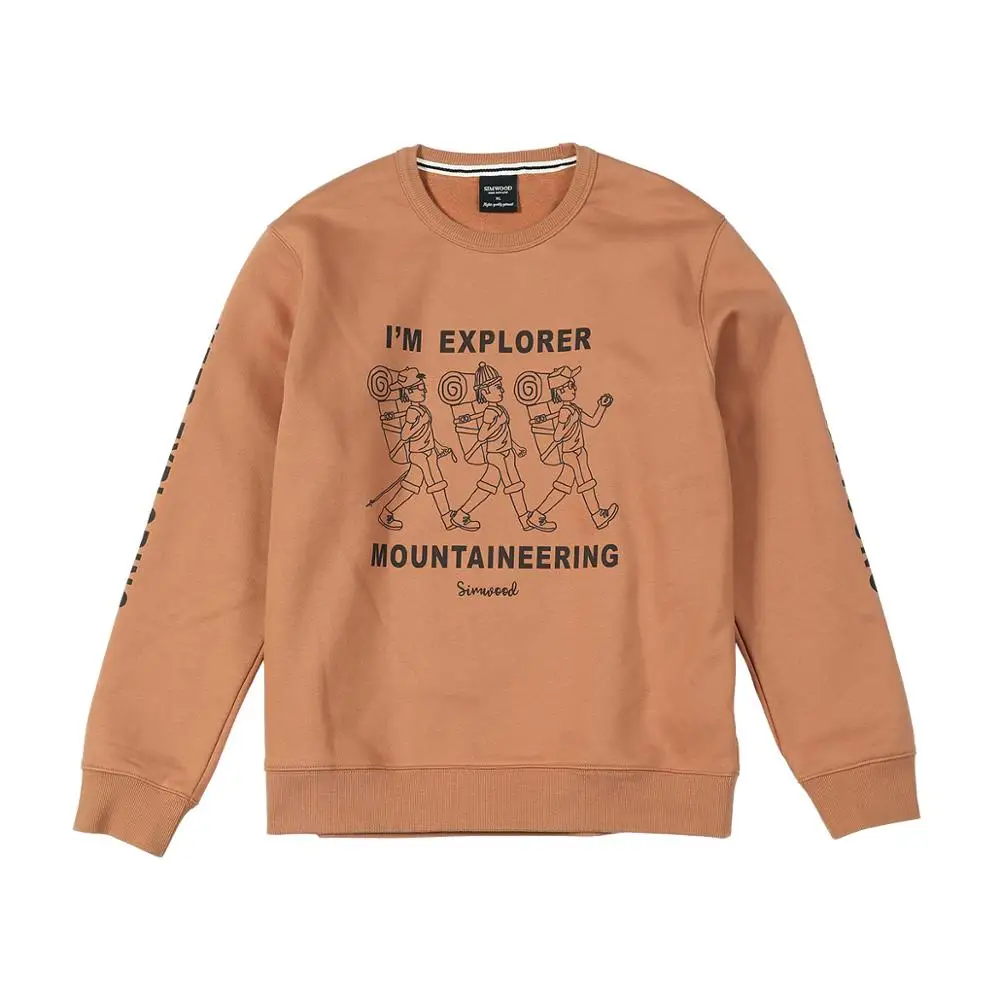 SIMWOOD Autumn Winter New funny three Hiking men print hoodies warm fleece inner sweatshirts O-neck jogger hoodie male 747