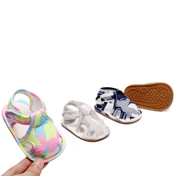 

New Summer Infant Unisex Camouflage Colorblock Sandals Baby Hollow Anti-slip Rubber Sole Toddler Shoes Babe Beach Shoes