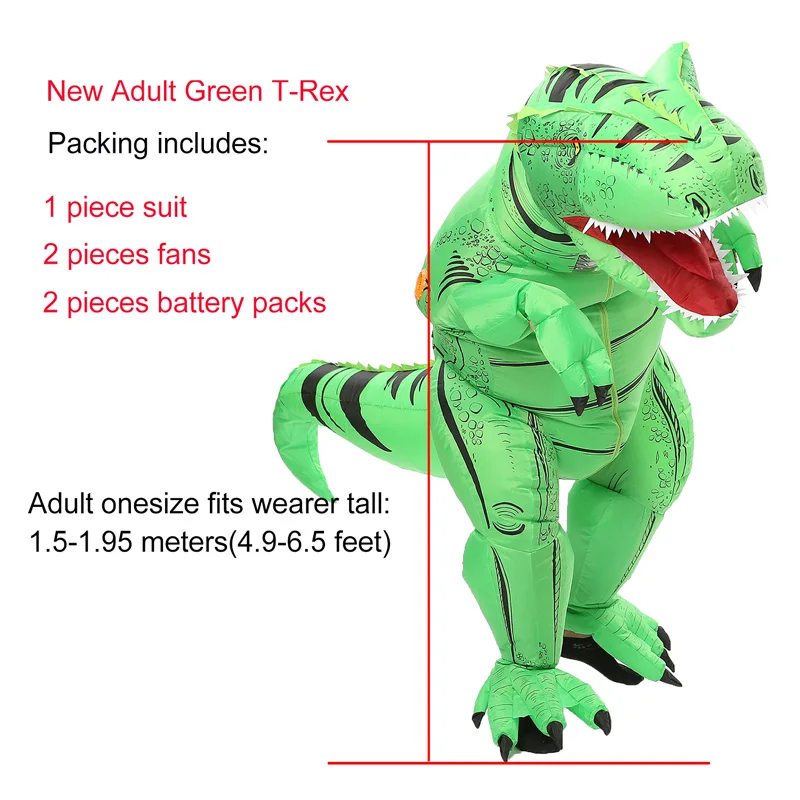 Adult New Green JYZCOS надувной костюм для детей и взрослых костюм динозавра нарядное платье динозавра из мультфильма костюм T-Rex карнавальный костюм - Цвет: Adult New Green