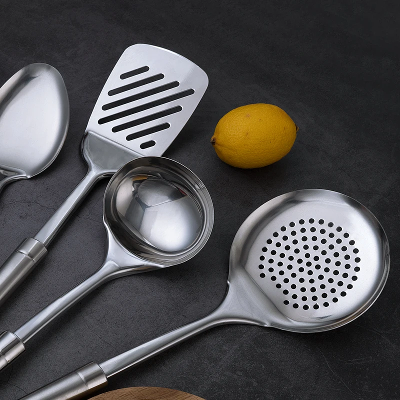 Cookware 6Pieces Set Stainless Steel Spatula Spoon Masher Skimmer Shovel Meat Fork Peeler Non Stick Tools Kitchen Utensils Gifts