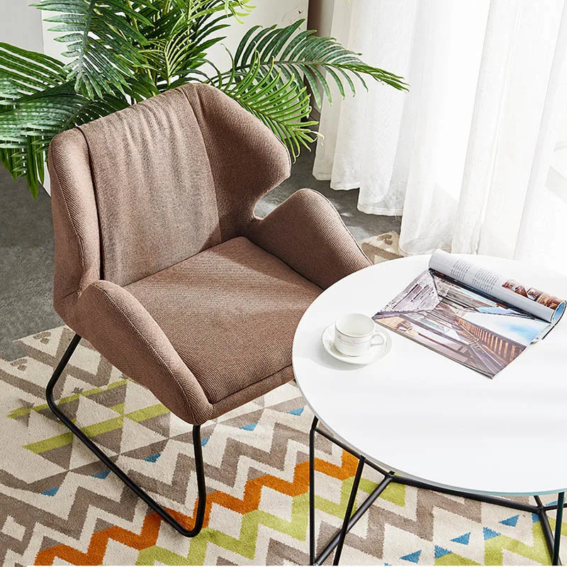 

Nordic INS Fabric Single Sofa Chair Dining Chairs for Dining Rooms Dining Furniture Modern Bedroom Living Room Cafe Dining Chair