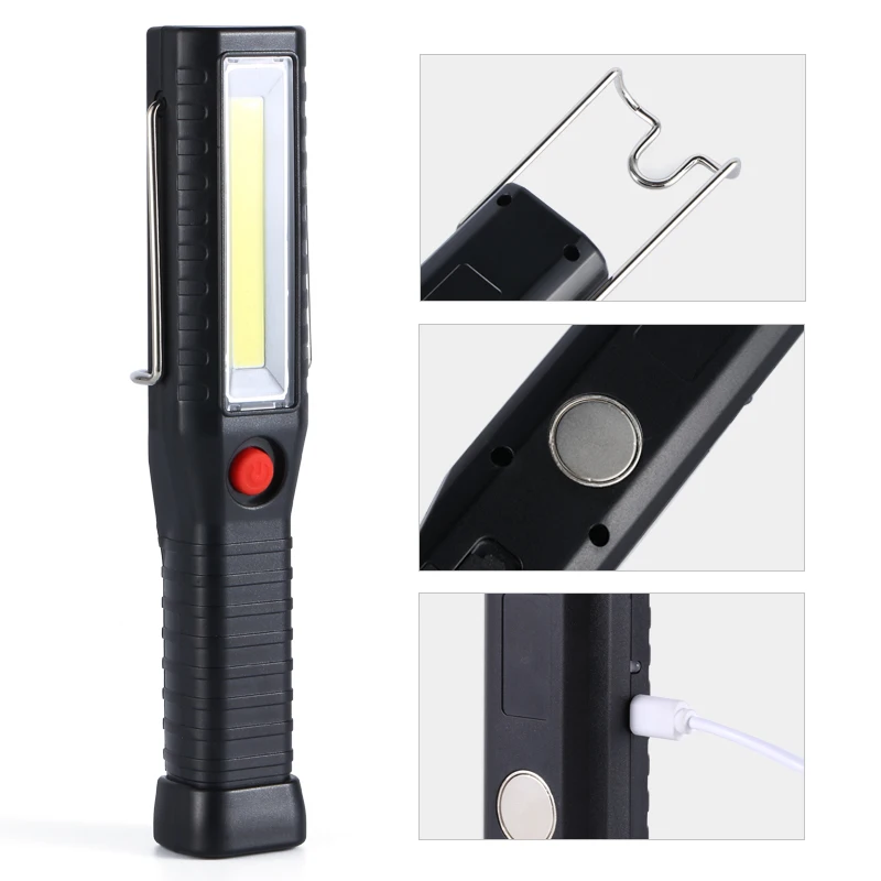 4 Modes LED Work light Rechargeable Cob Super Bright Flashlight Torch Portable Inspection Magnet Lamp For Car Repair Home | Лампы и