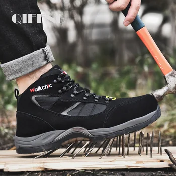 

2020 New Men Safety Boots Winter Outdoor Warm Non Slip Black Sneakers Fashion Work Indestructible Steel Toe Shoe Trekking Combat