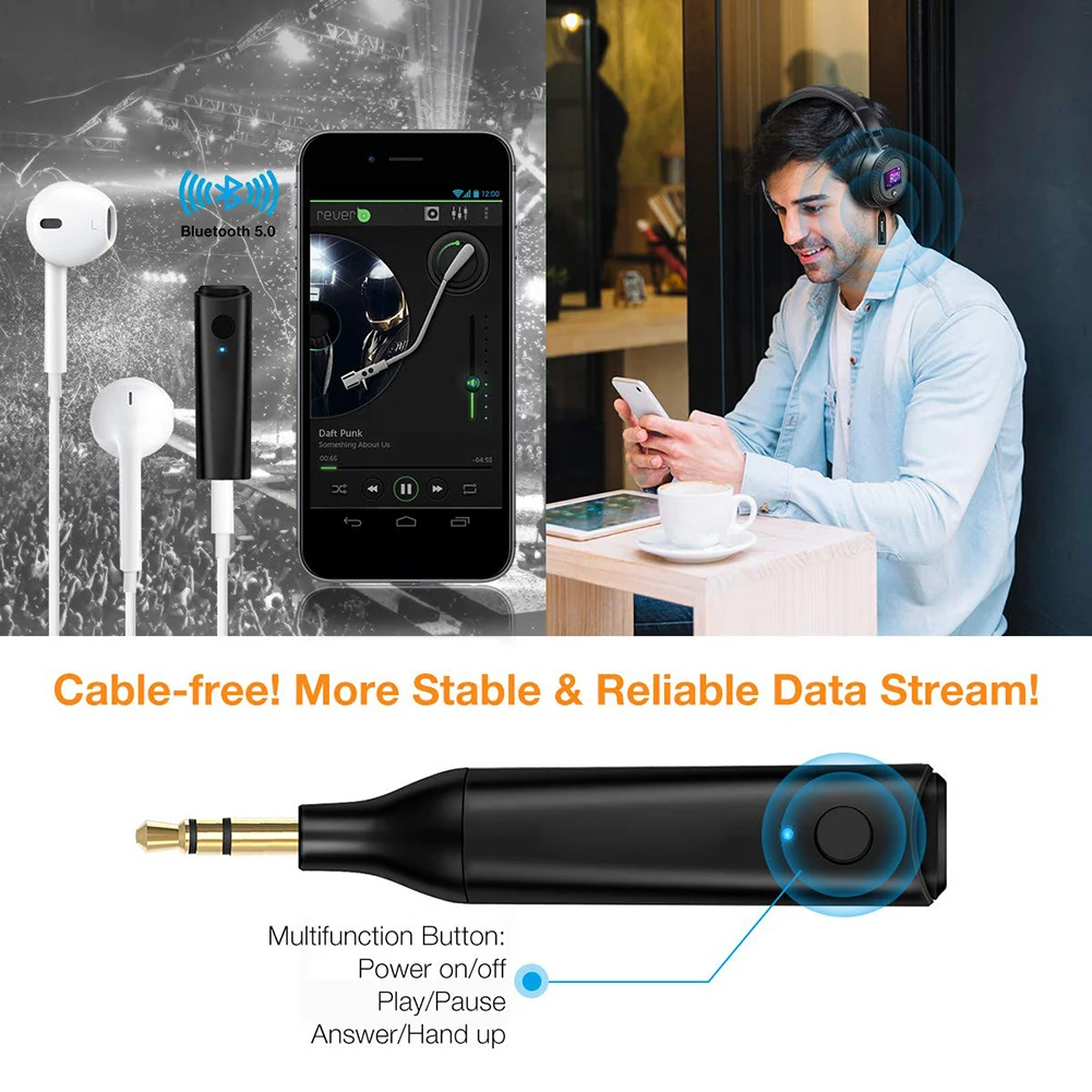 Мини Bluetooth 5,0 приемник беспроводной мини Bluetooth 5,0 адаптер вспомогательный приемник Hands-Free автомобильный комплект Автомобильный передатчик автомобильный адаптер