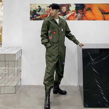 

Japanese Tide Brand Men's Hip Hop Street Fashion Long Sleeve Jumpsuit Men's Retro Workwear Jumpsuit