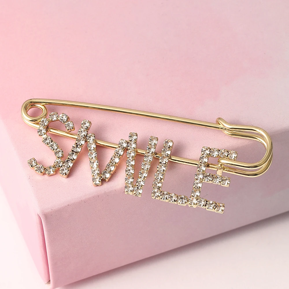 Персонализированные SMILE Pin полные блестящие булавки-брошки с кристаллами ювелирные изделия подарок для друзей модные аксессуары