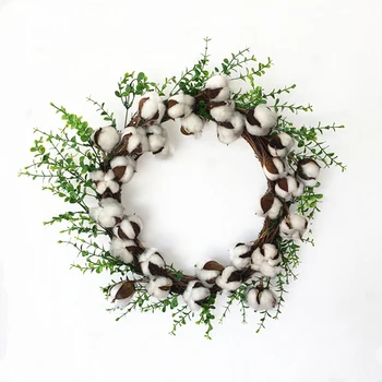 

Artificial Plant Garland Cotton Wreath Halloween Home Christmas Decoration Threshold Garland Decor